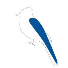 Blue jay (Cyanocitta cristata) continuous one line vector drawing. Bird hand drawn modern simple single lineart style. Sketch.