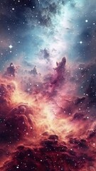 Wall Mural - A slow push into space towards cosmic pillars with stars flowing towards the viewer, created using some elements of generative AI.