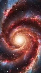 Wall Mural - A slow push towards a red toned cosmic swirl with animated stars and a glowing core. Created with some elements made with generative AI.