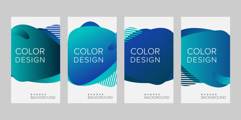 Abstract background banner gradient color design vector, vertical banner set