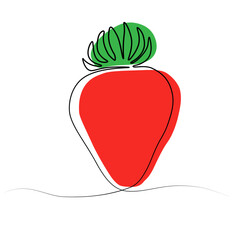 Wall Mural - continuous one line drawing of strawberries. vector