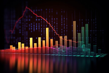 Wall Mural - design of digital graphs and statistical data for the market. The graphs in the photo visually interpret the statistical data and are designed for trend analysis in the market