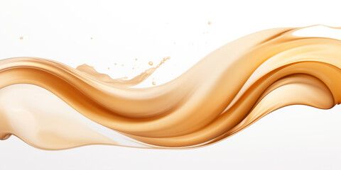 Sticker - A splash of liquid on a white background. Generative AI. Cream and caramel wave, abstract liquid element for your design.