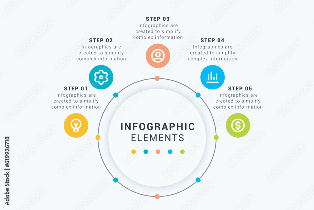Presentation Business Circle Infographic Template with Five Elements ...