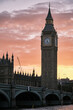 Big Ben and Westminster Bridge at sunset in London