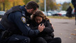 A police officer comforting a victim of a crime and providing support Generative AI