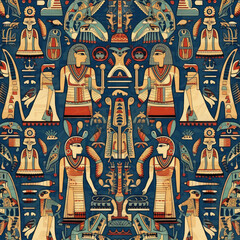 Seamless Repeating Egyptian art pattern background, graphic design