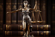 Lady Justice statue close up. Concept of compliance with law and fair trial. Created with Generative AI