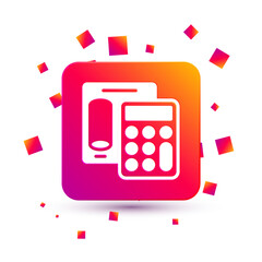 Poster - White Calculator icon isolated on white background. Accounting symbol. Business calculations mathematics education and finance. Square color button. Vector
