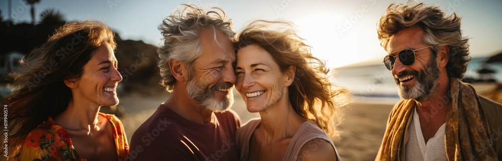 Happy Smiling Mature Senior Swinger Couples Posing Together Happily Happy Smiling Mature Senior Swinger Couples Posing Together Happily