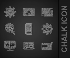 Poster - Set UI or UX design, Front end development, Web and graphic, and Website statistic icon. Vector