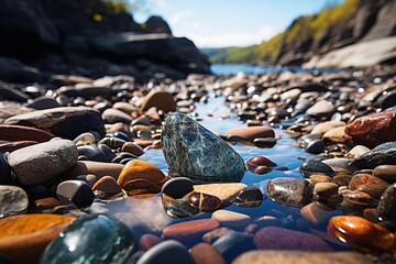 Wall Mural - serene landscape with colorful rocks in the water