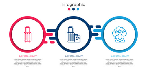 Canvas Print - Set line Suitcase, and Five stars rating review. Business infographic template. Vector