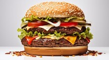Hamburger On Black Background