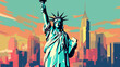 New York,The statue of liberty, 2d cartoon vector illustration.