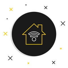 Poster - Line Smart home with wi-fi icon isolated on white background. Remote control. Colorful outline concept. Vector