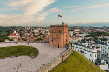 Wall Mural - Aerial view of Gediminas Tower, the remaining part of the Upper Castle in Vilnius, Lithuania.