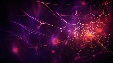 A spider cobweb on a dark background.