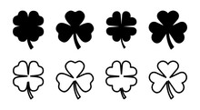 Clover Icon Set Illustration. Clover Sign And Symbol. Four Leaf Clover Icon.