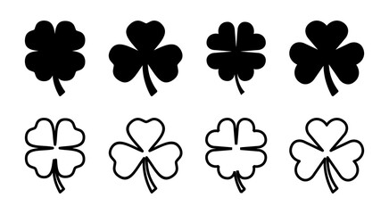 Clover icon set illustration. clover sign and symbol. four leaf clover icon.