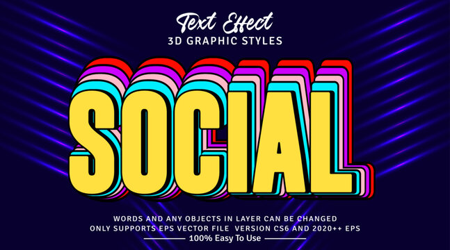 Social 3d Letters Editable Text Effect