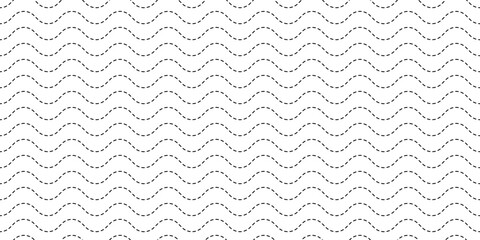 Wall Mural - black white wave dash line seamless pattern