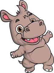 Wall Mural - Cartoon funny little hippopotamus posing