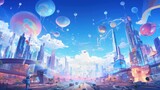 Fototapeta Paryż - Sky filled with flying cars, drones, and holographic billboards, depicting a bustling and congested future cityscape