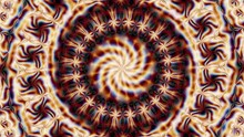 Fast Motion Red Glow Aurora Mandala Kaleidoscope Background. 2D Computer Rendering