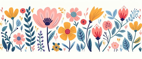 flowers and foliage colorful pattern spring summer background