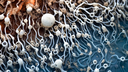 Dried microorganisms on the hull of the yacht, close-up.