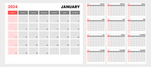 Monthly Calendar Template For 2024 Year. Editable Text Calendar 2024. Wall Calendar In A Minimalist Style. Week Starts On Sunday. Planner For 2024 Year.