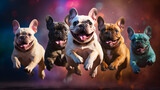 Fototapeta Sport - French bulldog angels in heaven for those who miss their dead dogs.Generative AI