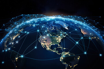 Poster - Global network connection over the world. Generative AI