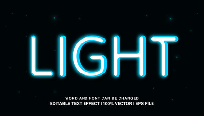 light editable text effect, blue neon light futuristic retro style typeface, premium vector template