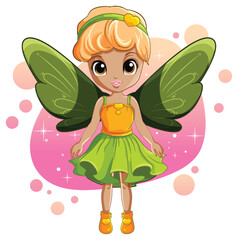 Sticker - Cute Fairy Girl with Wings Cartoon Character