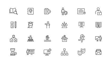 Minimal Teamwork in business management icon set - Editable stroke,Outline icons collection. Simple vector illustration.