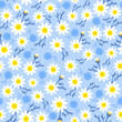 © hartami - Floral print. ditsy daisy flower seamless pattern. blue floral pattern. good for fabric, fashion design, summer spring dress, wallpaper, background, textile, clothing, kimono.