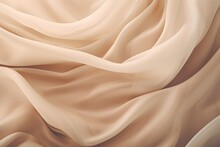 Close-up Of A Beige Abstract Background. Silk Fabric Background With Silk. Illustration. Generative AI