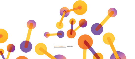 Poster - Line points connections geometric abstract background. Circles connected by lines. Trendy techno business template for wallpaper, banner, background or landing