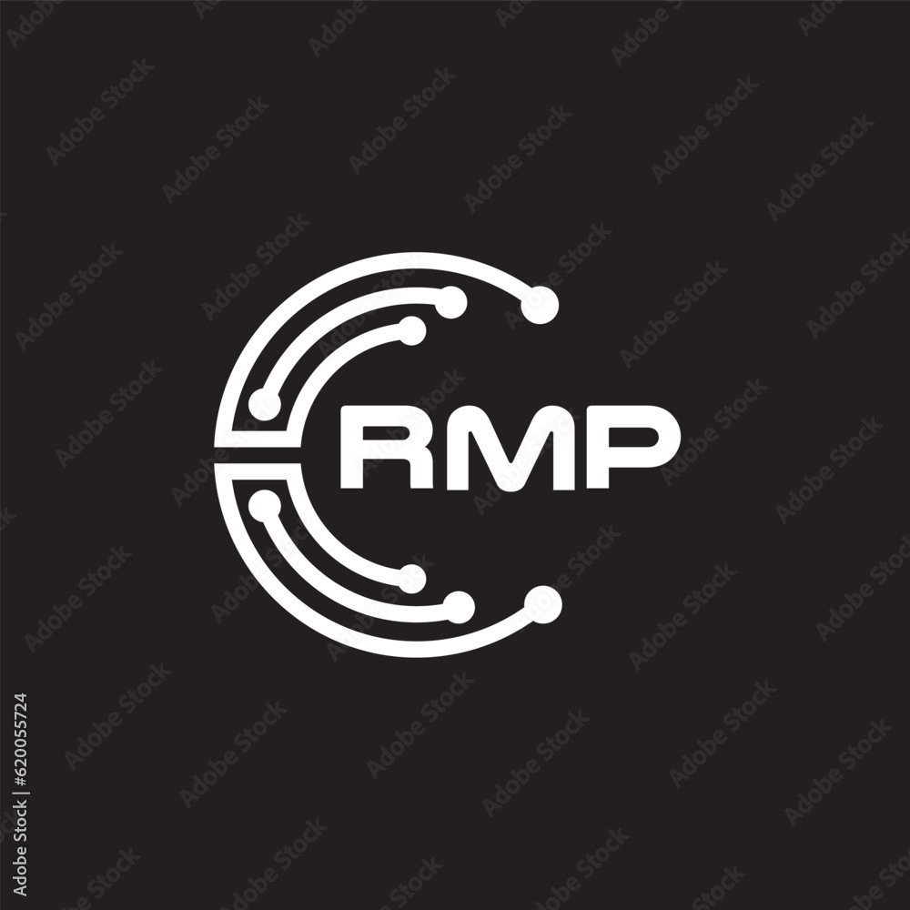 Rmp Design RMP letter technology logo design on black background. RMP creative ...