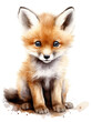 © Venka - A cute little fox is painted in watercolor