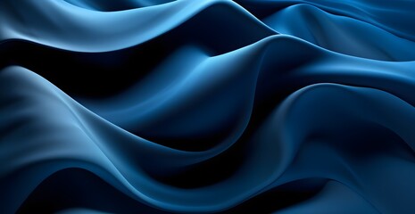 blue satin, silk wavey wallpaper, and background. Illustration. Generative AI