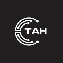 TAH Letter Technology Logo Design On Black Background. TAH Creative Initials Letter IT Logo Concept. TAH Setting Shape Design.
