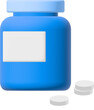 Blue Prescription Bottle With White Pills 3d illustration