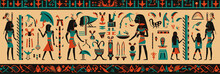 Egyptian Hieroglyphs.   Illustration Of Ancient Egypt Symbols.   
