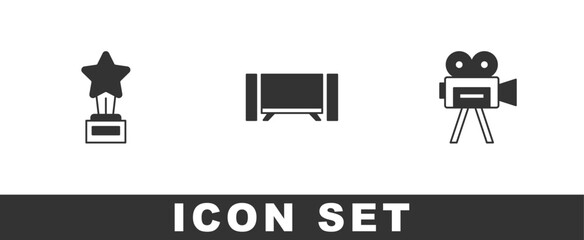 Canvas Print - Set Movie trophy, Smart Tv and Retro cinema camera icon. Vector