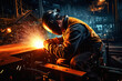 © ZoomTeam - welding worker in work, ship construction, ai generative