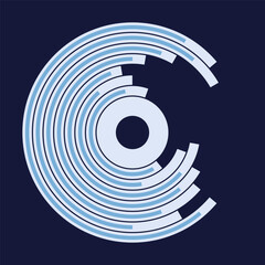 Wall Mural - abstract circle technology background. infographic template with blue color stripes. circular lines 