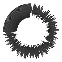 Wall Mural - radial concentric black particles isolated on white background. infographic template. monochrome equ
